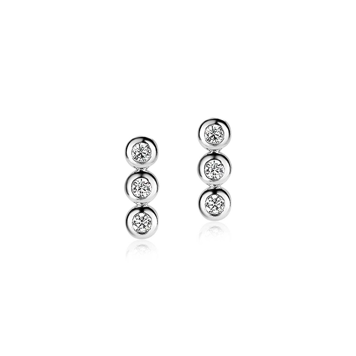ZINZI silberne Ohrstecker 3x rund  weiß ZIO1443