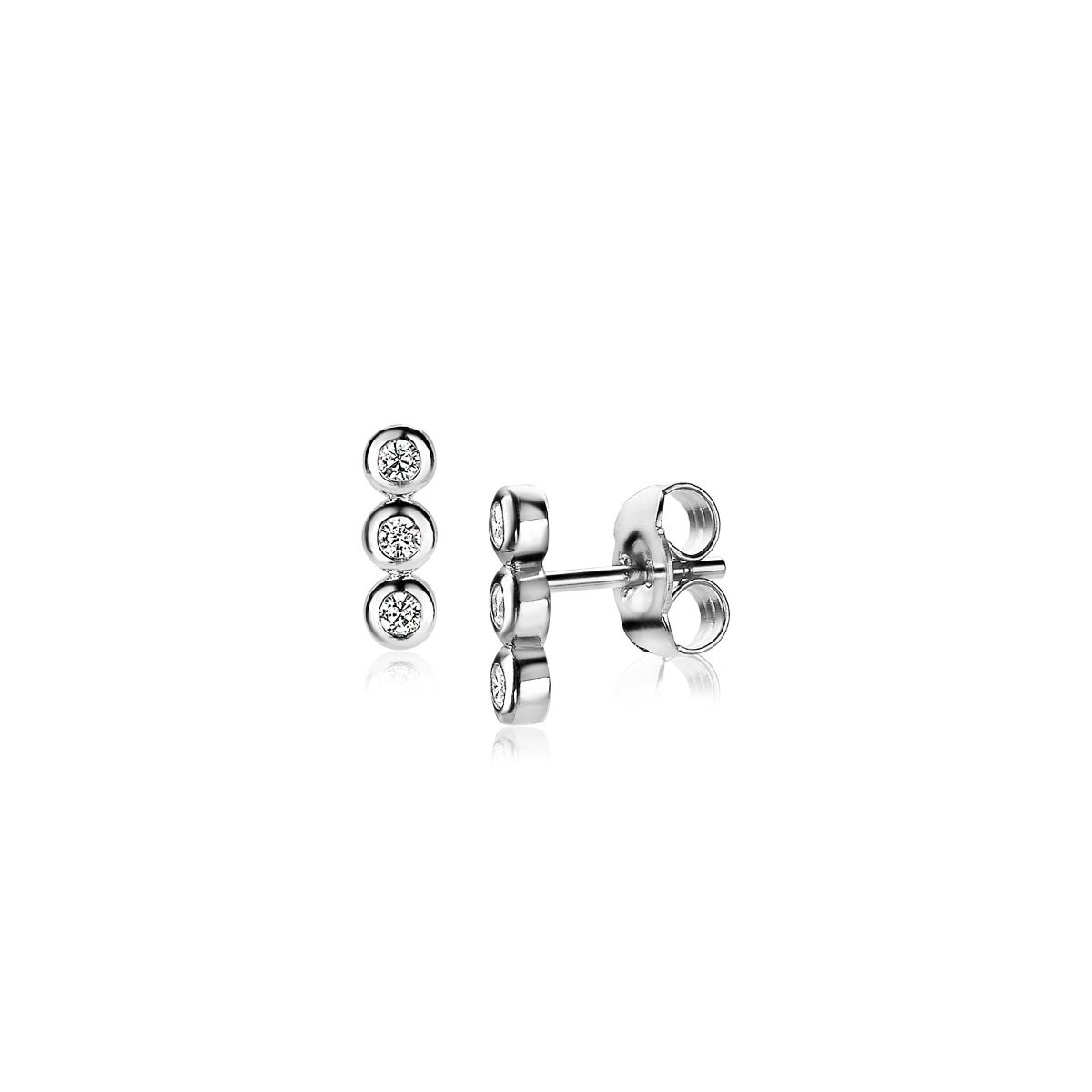 ZINZI silberne Ohrstecker 3x rund  weiß ZIO1443