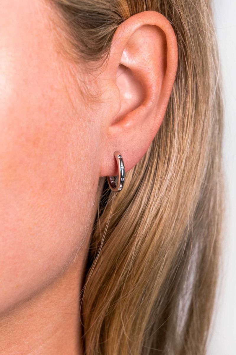 ZINZI silberne Luxus Ohrringe weiß 16x2,5mm ZIO1683