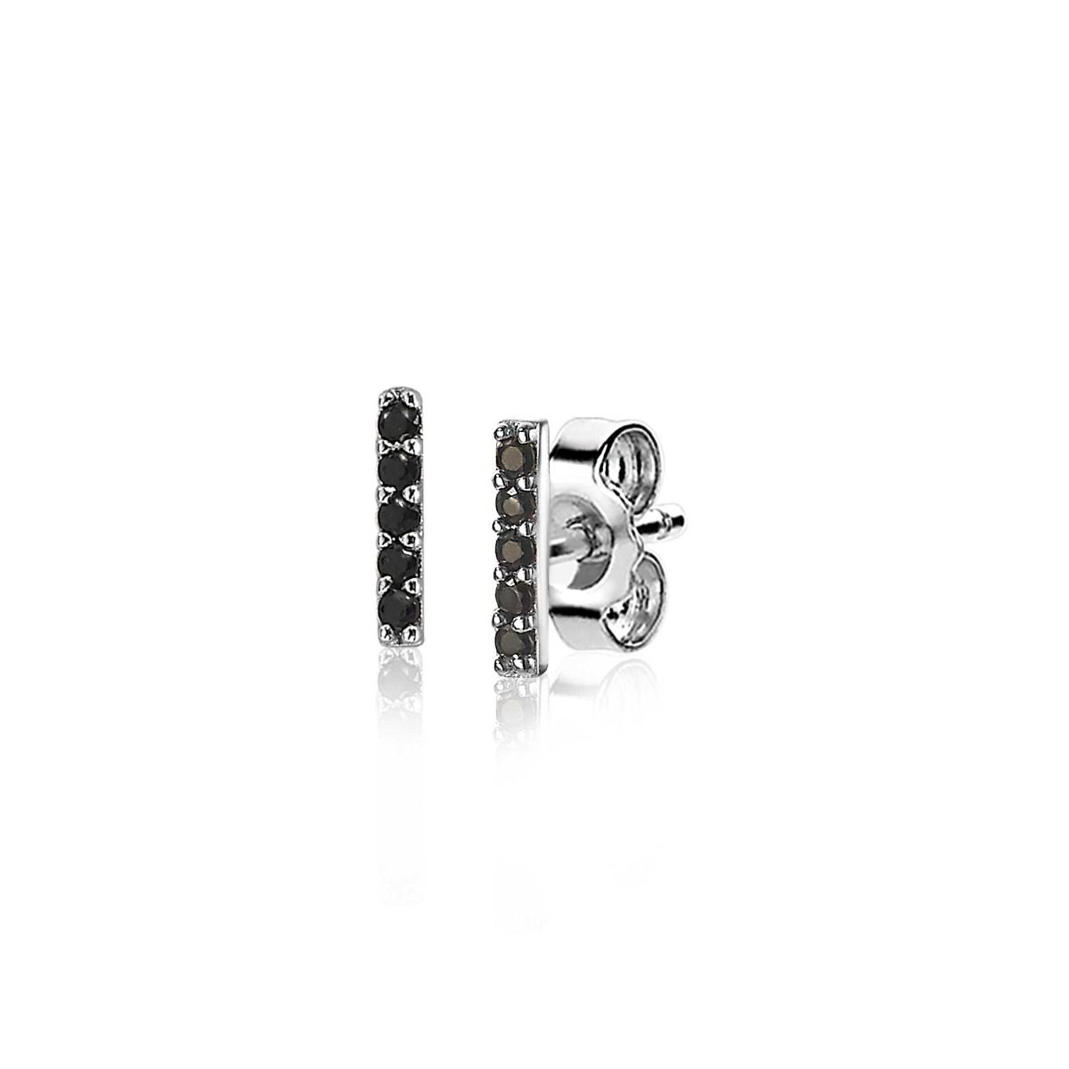 ZINZI silberne Ohrstecker Stab schwarz 8mm ZIO1689BL