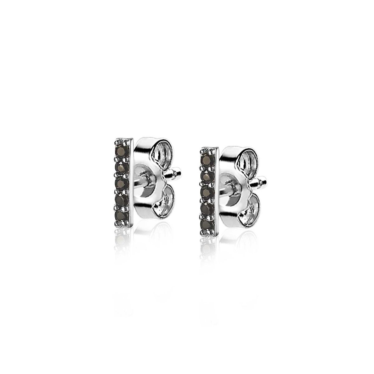 ZINZI silberne Ohrstecker Stab schwarz 8mm ZIO1689BL