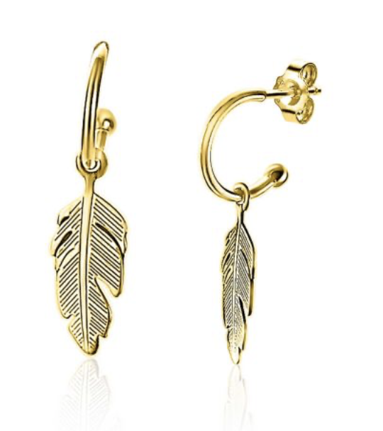 ZINZI silberne trendy Ohrringe 14K gelb vergoldet Feder ZIO1867G