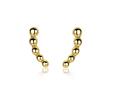 ZINZI silberne Ohrstecker 14K gelb vergoldet mit Welle von Kugeln 10mm ZIO2090G