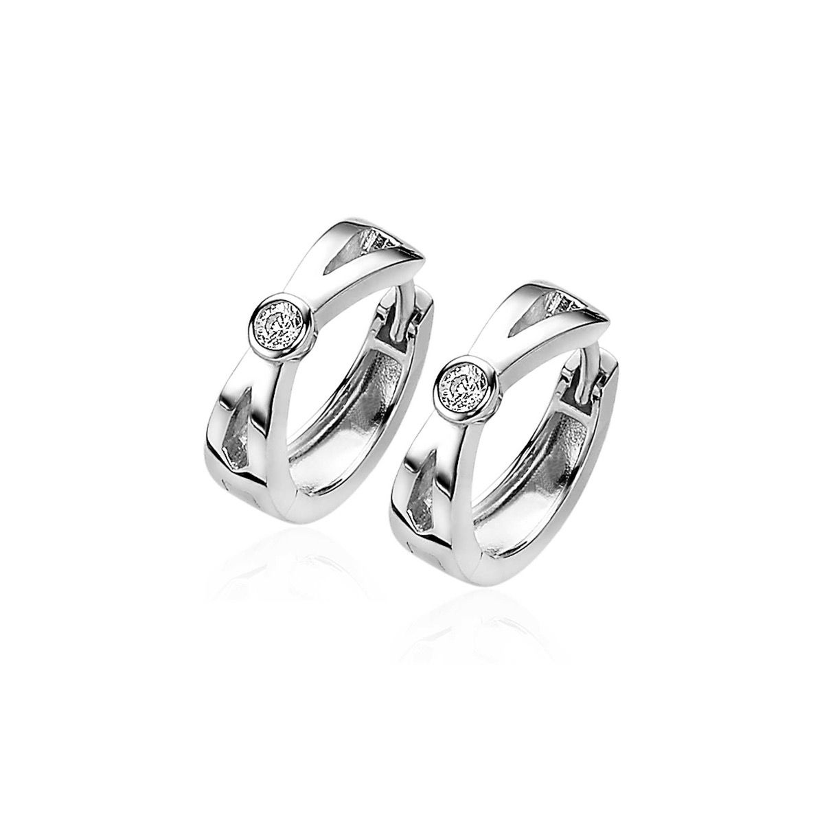 ZINZI silberne Ohrringe mit X-Form und weißen Zirkonia 17x5mm ZIO2194