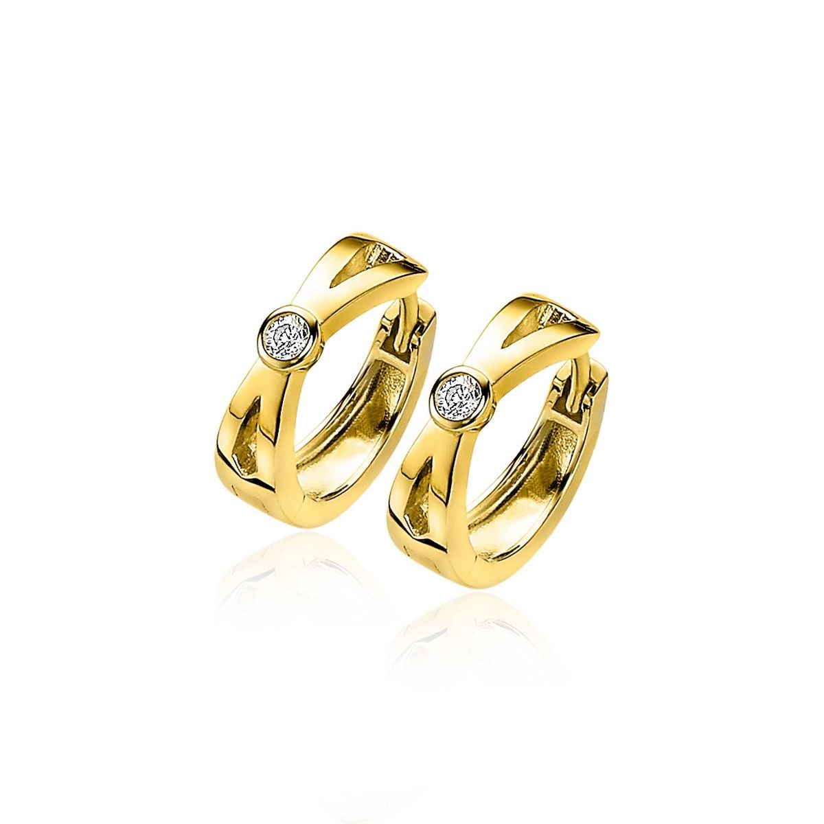 ZINZI silberne Ohrringe extra 14K gelb vergoldet mit X-Form und weißen Zirkonia 17x5mm ZIO2194Y