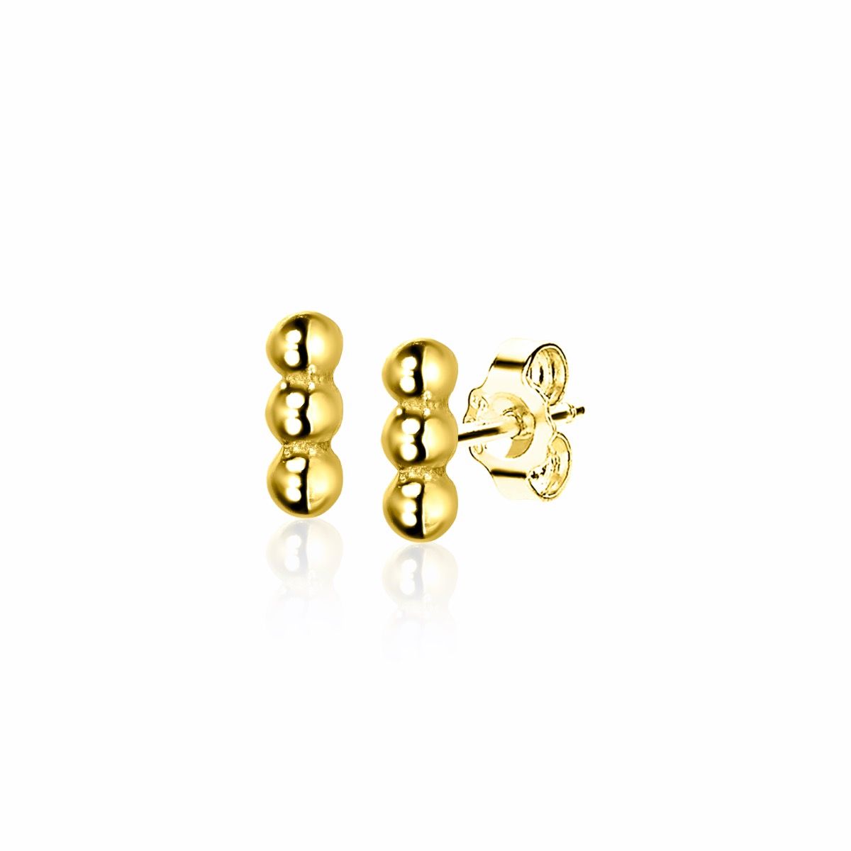 ZINZI silberne Ohrstecker 14K gelbvergoldet drei Kugeln 6mm ZIO2230G
