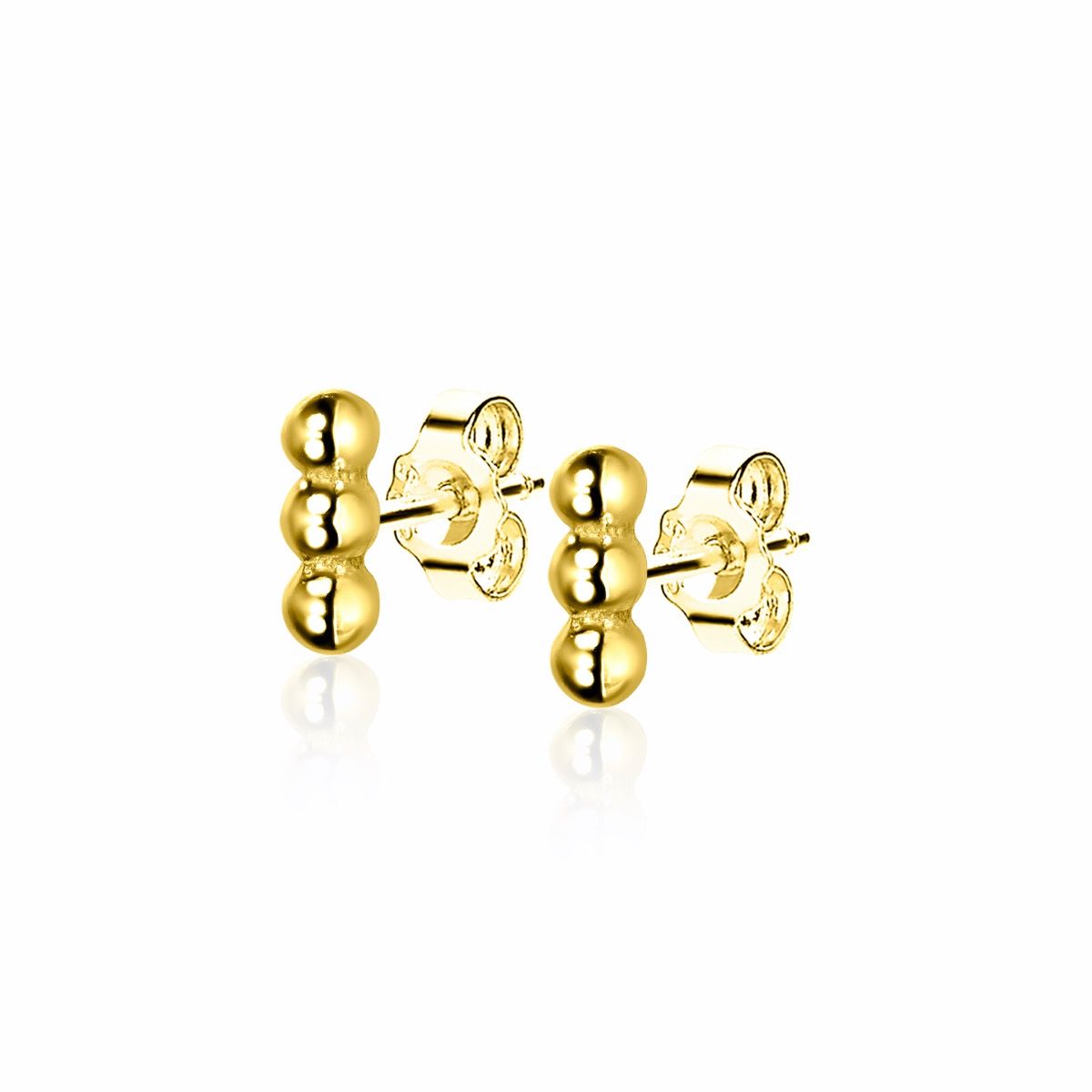 ZINZI silberne Ohrstecker 14K gelbvergoldet drei Kugeln 6mm ZIO2230G