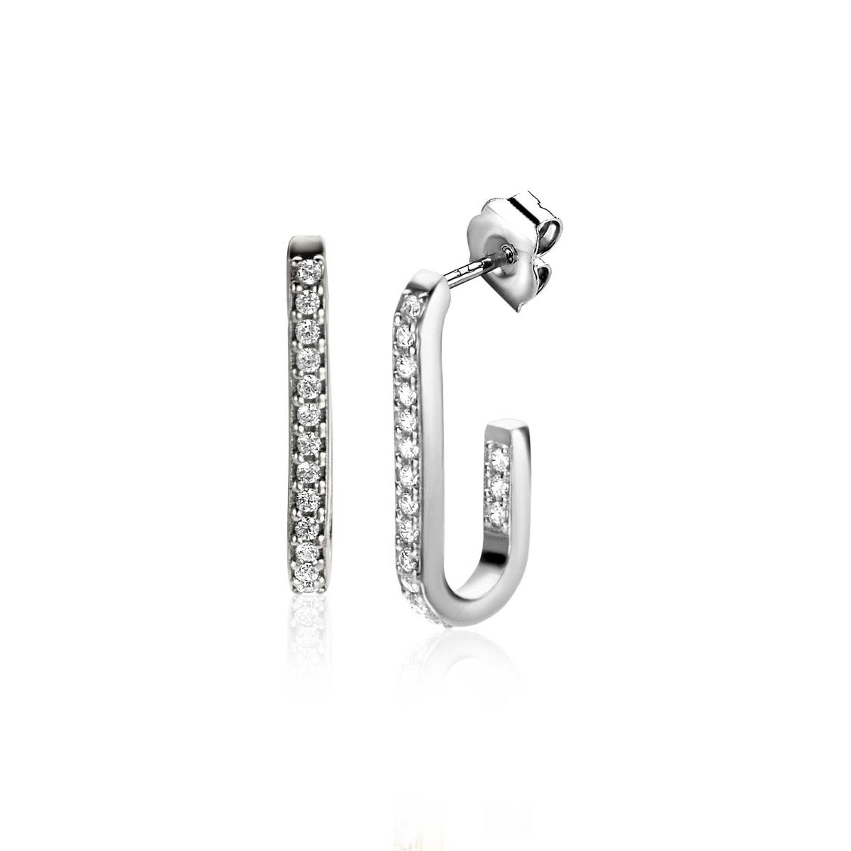 ZINZI zlv. oorstekers rechthoek zirconia's 20x2.5mm