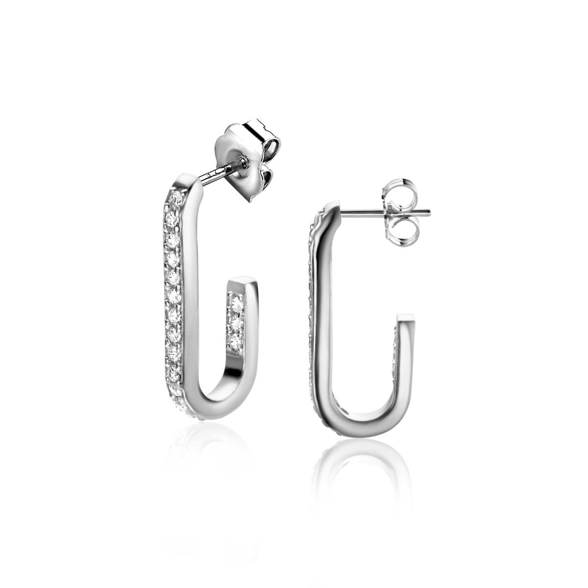 ZINZI zlv. oorstekers rechthoek zirconia's 20x2.5mm