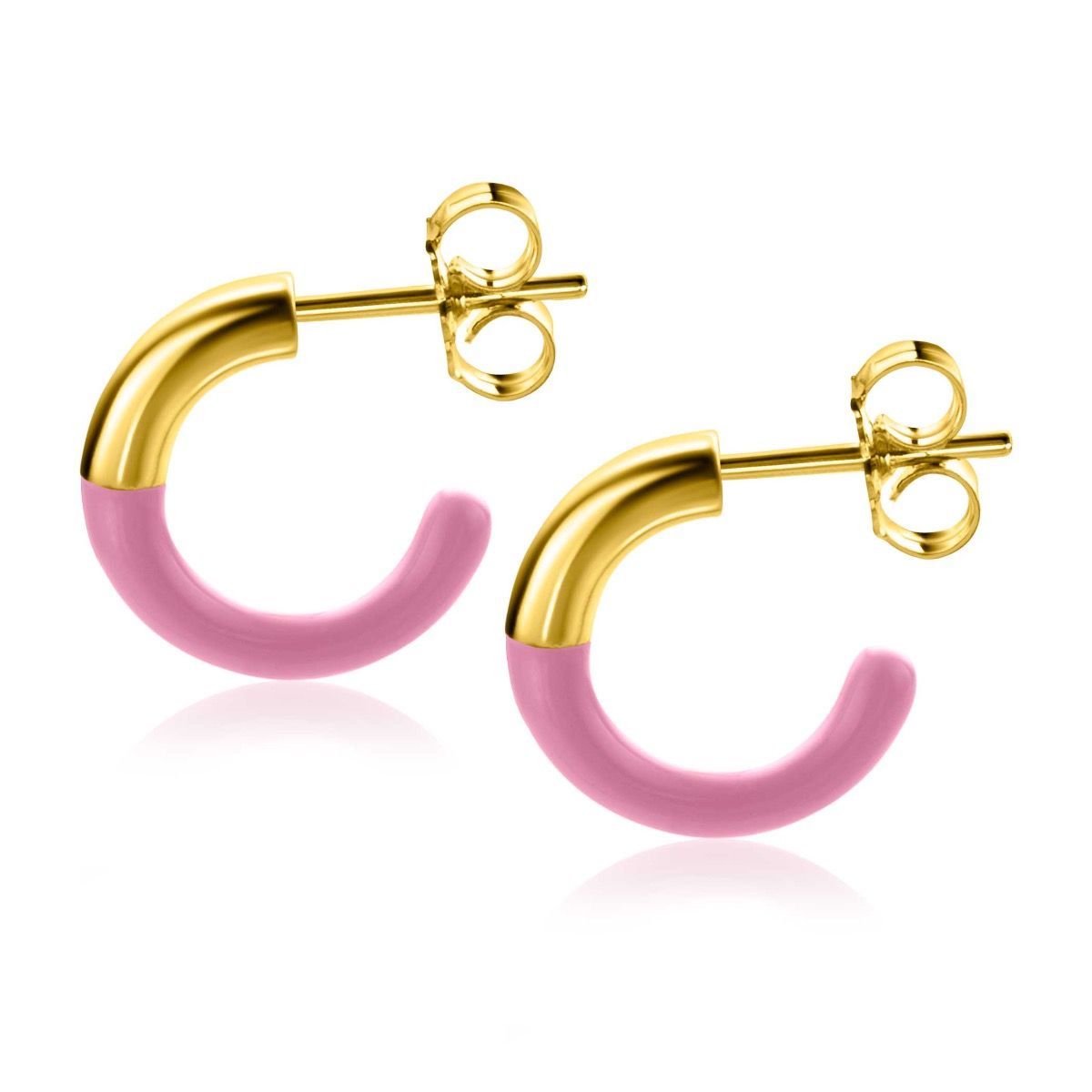 ZINZI zlv. oorstekers geel verguld roze 16x3mm