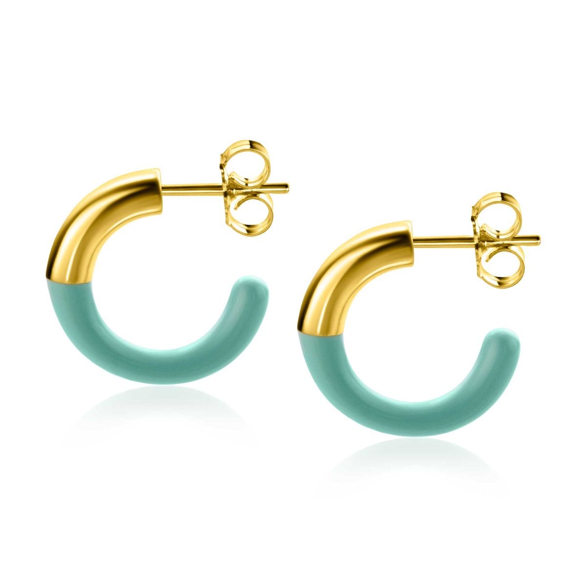 ZINZI zlv. oorstekers geel verguld turquoise 16x3mm