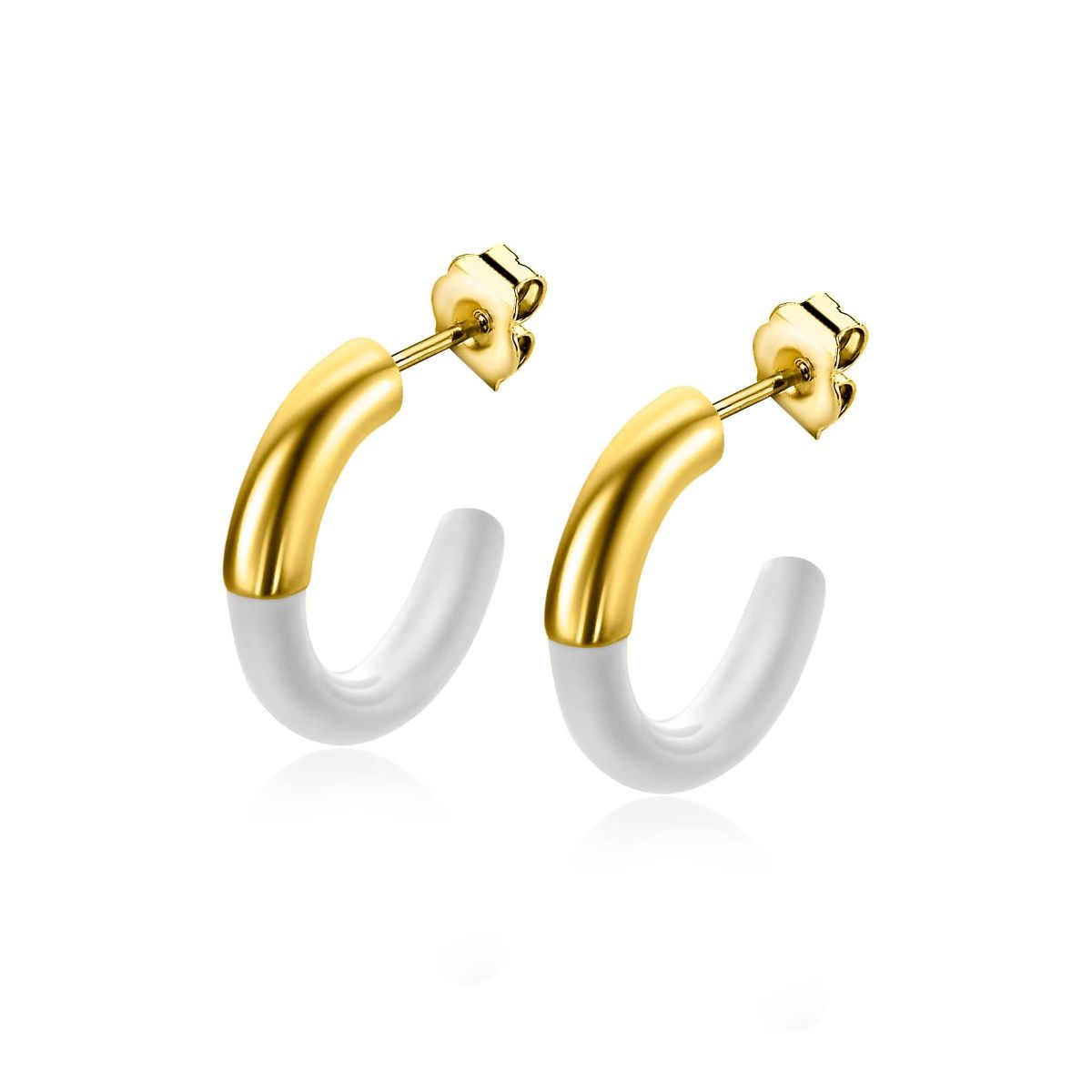 ZINZI zlv. oorstekers geel verguld wit 16x3mm