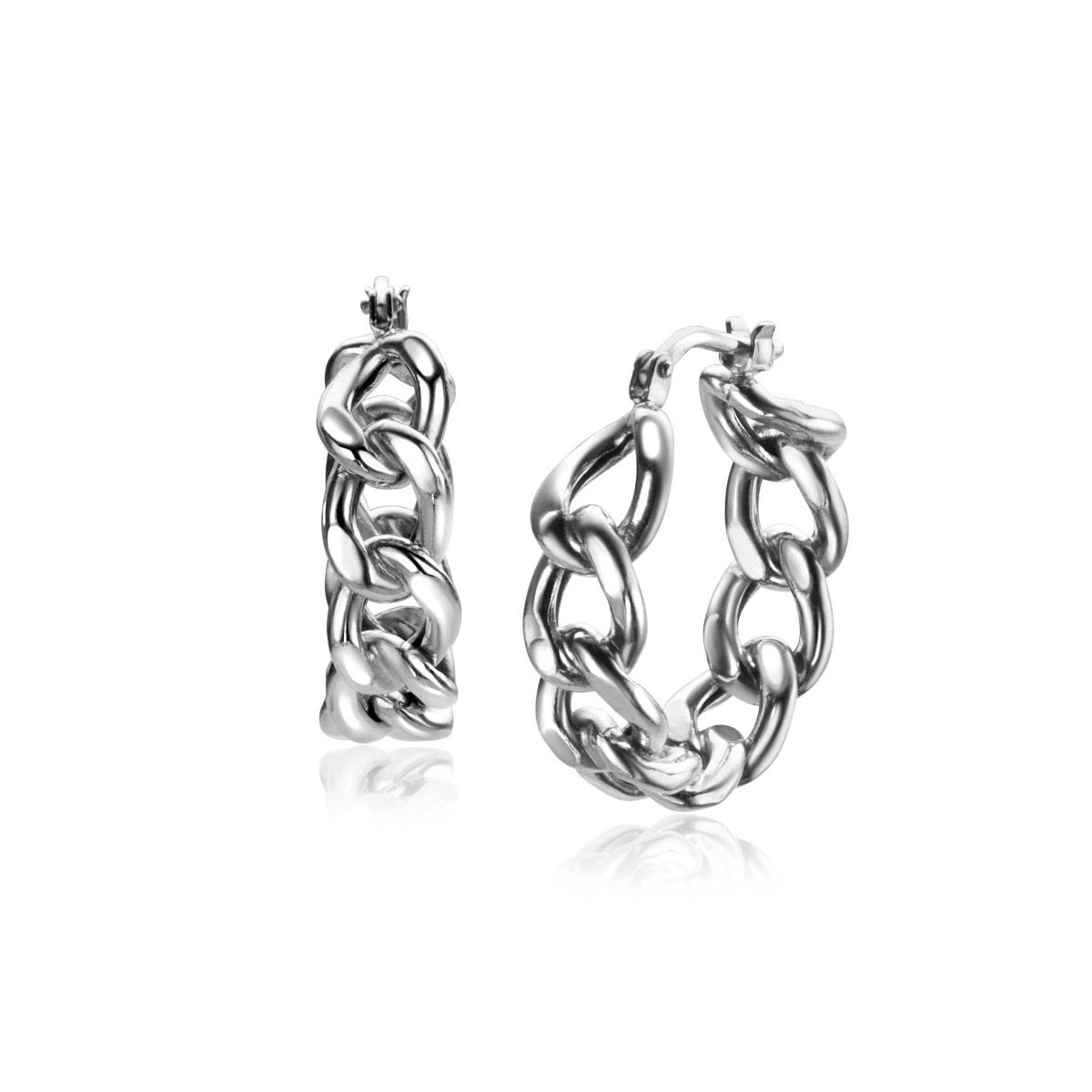 ZINZI zlv. oorringen wijde gourmet schakel 21x6mm