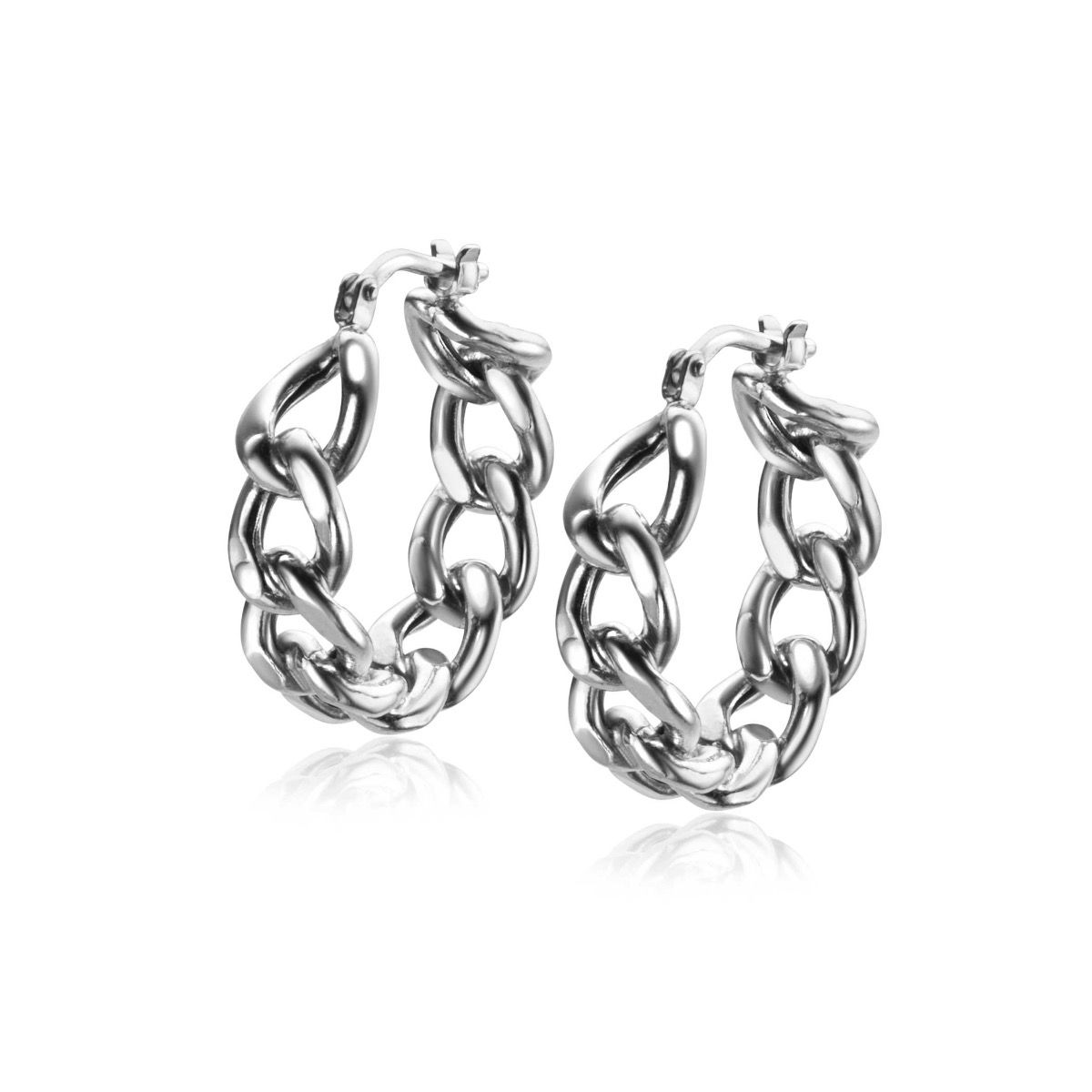 ZINZI zlv. oorringen wijde gourmet schakel 21x6mm