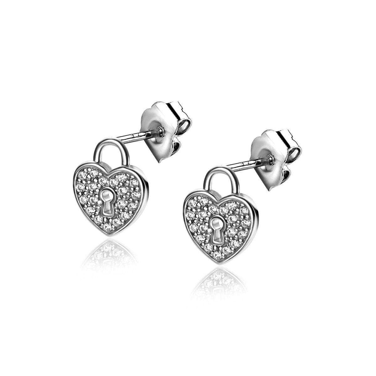 ZINZI zlv. oorstekers hartvorm met zirconia's