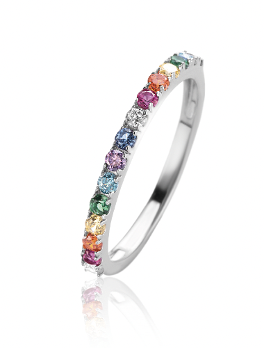 ZINZI zlv. aanschuifring rainbow 2mm mt. 60