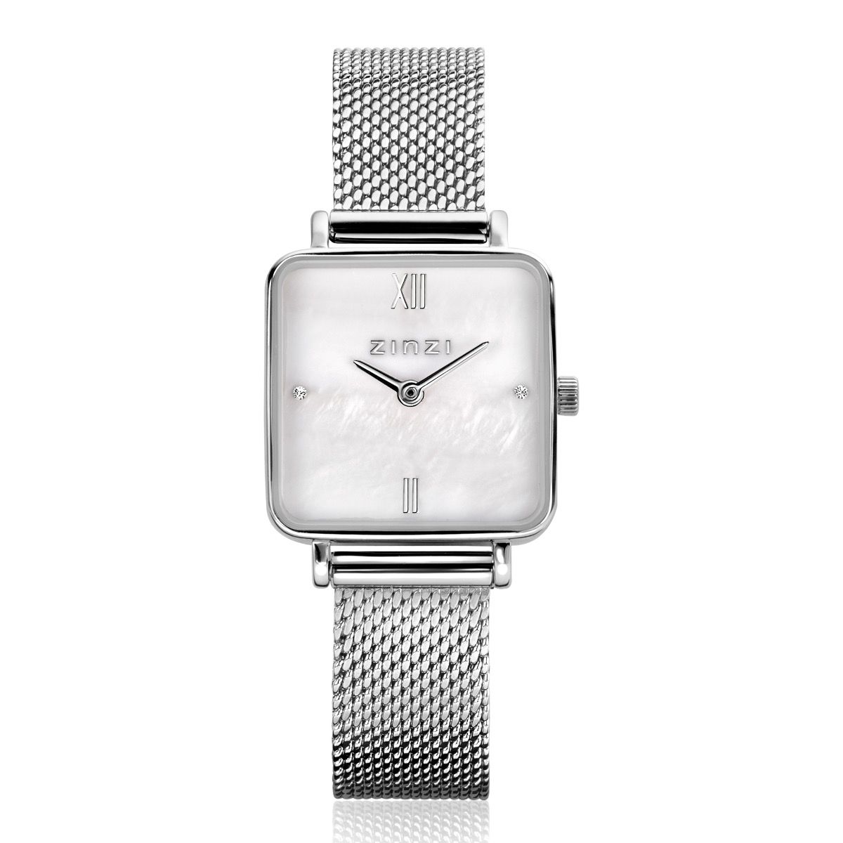 Zinzi Mini vierkant horl.slv. w.plt parelmoer/meshbnd