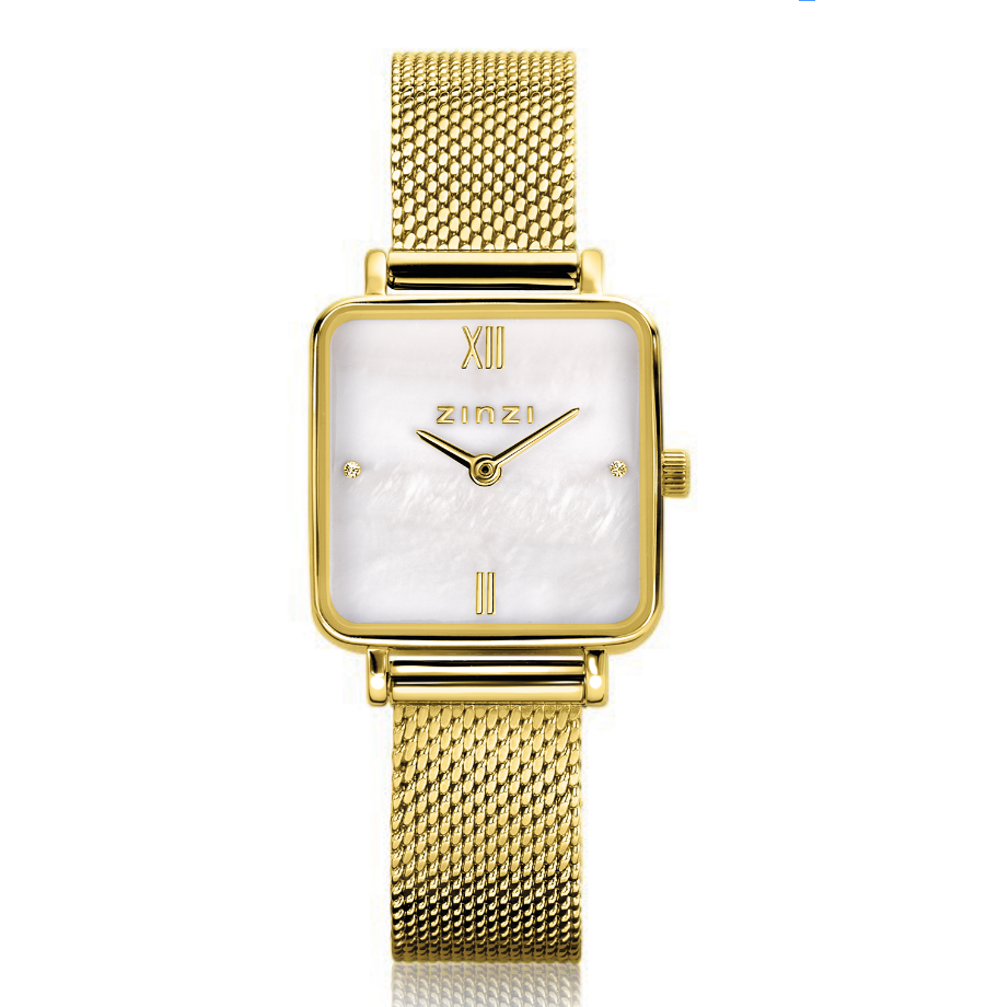 Zinzi Mini vierkant horl.gold. w.plt parelmoer/meshbnd