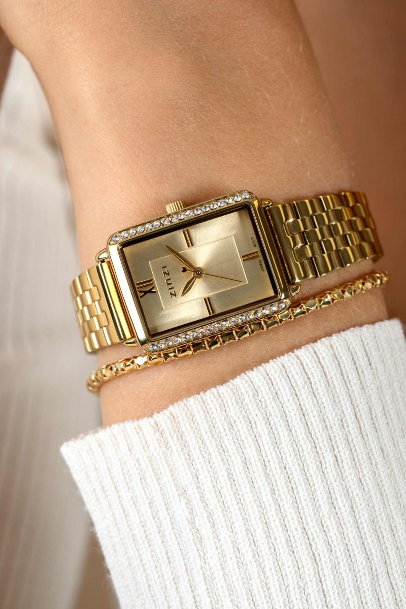 Zinzi Lucia horloge crystals goudkl. kast/w.plaat/band