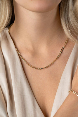 ZINZI GOLD collier paperclip en ovale schakels 45cm