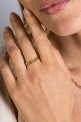 ZINZI Gold ring paperclip schakels 3mm mt.54