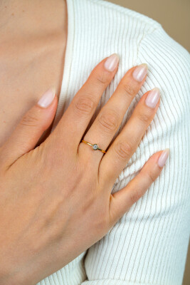 ZINZI Gold ring  zriconia in gladde zetting mt. 58