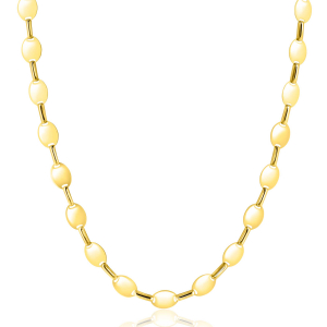 ZINZI Gold 14 Karat massive Goldkettengliederkette mit glatten ovalen Plättchen, 6mm breit, 45cm lang ZGC496
