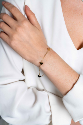 ZINZI GOLD armband paperclip met hart hangertjes