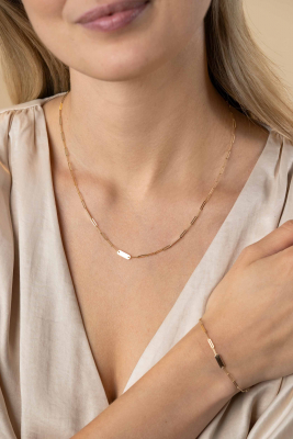 ZINZI GOLD collier paperclip met 3 plaatjes 45cm