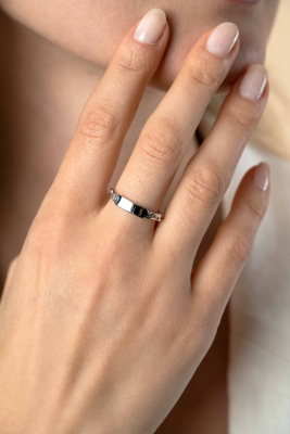 ZINZI zlv. ring paperclip met plaatje mt.56
