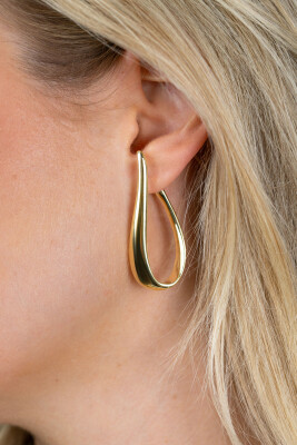 49mm ZINZI Große Vergoldete Organisch Geformte Creolen mit spielerischem Twist und praktischer Obenverschluss ZIO2675G