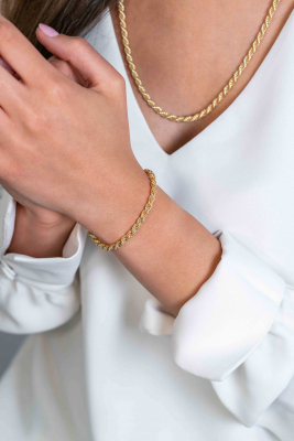 ZINZI zlv. armband geel verguld koord 4mm