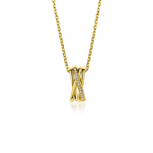 ZINZI zlv. collier gg.verg.cross-over en zirconia's