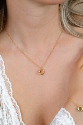 ZINZI zlv. gg.verg.collier hanger 3 ringen in elkaar