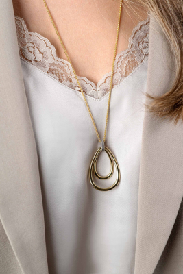 ZINZI zlv. collier gg.verg. met hanger ovaal zirc.oog