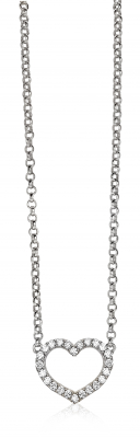 Zinzi silberne Kette Herz  weiß 42-45cm ZIC1098