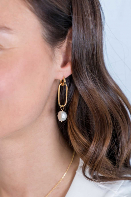 ZINZI silberne Ohrhänger 14K gelb vergoldet 43mm oval weiße Perle ZICH2188G
