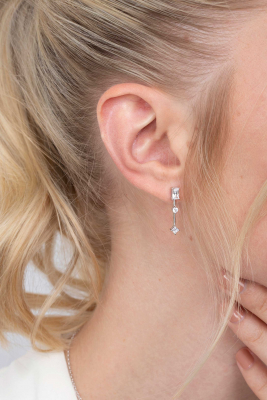 ZINZI silberne enge Ohrhänger 22mm rund quadratisch Rechteck  weiß 22mm ZIO2044