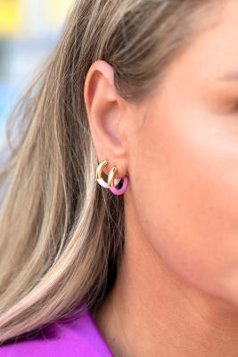 ZINZI zlv. oorstekers geel verguld roze 16x3mm