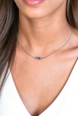 ZINZI zlv. collier fatasie met blauw/wit zirconiai's