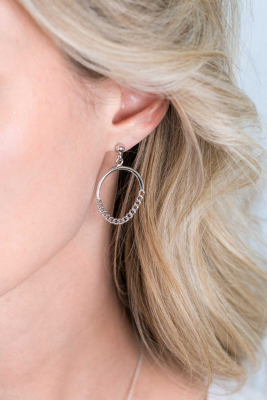 ZINZI silberne Ohrhänger 24mm rund mit Gourmet Glieder ZIO2201
