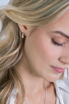 ZINZI silberne Luxus zweifarbige Ohrringe 16mm mit Raute  weiße Zirkonias ZIO2121CR