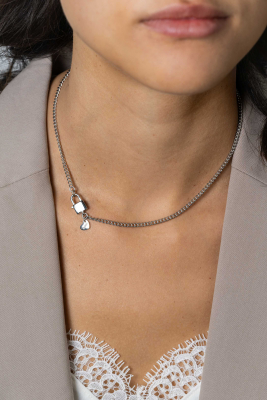 ZINZI zlv. collier gourmet met slot sluiting 45cm