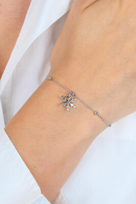 ZINZI zlv. armband met bolletjes en sneeuwvlok