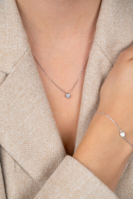 ZINZI silberne Kette mit Anhänger rund 40-43cm ZIC1393