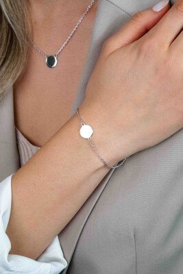 ZINZI zlv. armband met rond plaatje 11mm