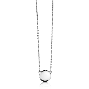 ZINZI zlv. collier met rond plaatje 11mm 42/45cm