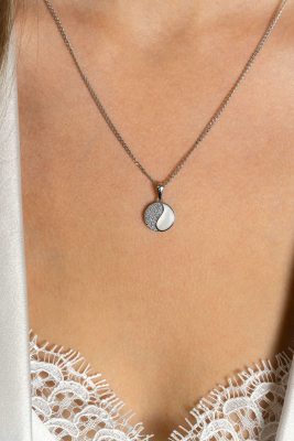 ZINZI zlv. hanger yin yang zirconia's parelmoer