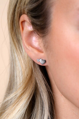 ZINZI silberne Ohrstecker 10mm Herzen glatt und  weiße Zirkonias ZIO2137