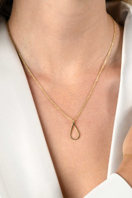 ZINZI vergoldete Silber Jasseron-Kette mit tropfenförmigem Anhänger (10 mm), 42-45 cm ZIC2635